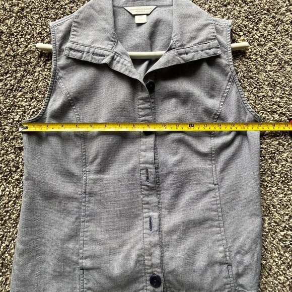 Christopher & Banks Y2K-inspired Small Gray Cotton Button Up Vest Coquette Style - Picture 6 of 7